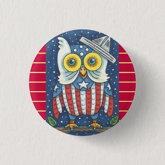4 JULI AMERICAN OWL, BIRD BUTTON Round (Voorkant)