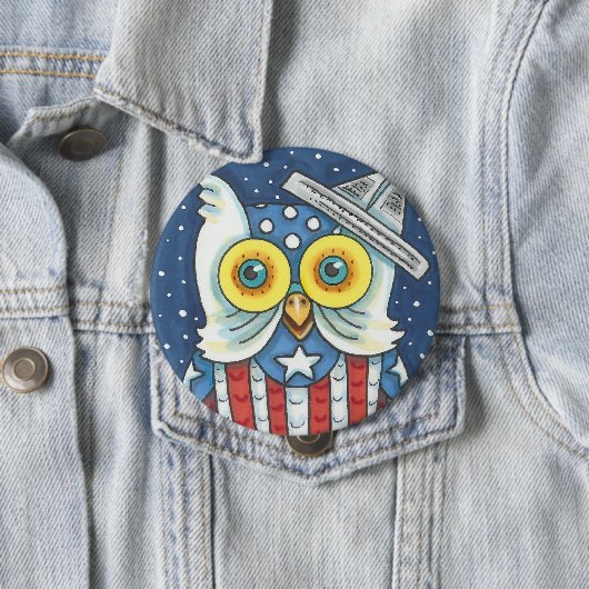 4 JULI AMERICAN OWL, BIRD BUTTON Round (In situ)