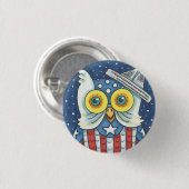 4 JULI AMERICAN OWL, BIRD BUTTON Round (Voorkant /achterkant)