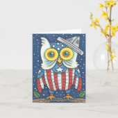 4 JULI AMERICAN OWL NOTE KAART Blanco (Gele Bloem)