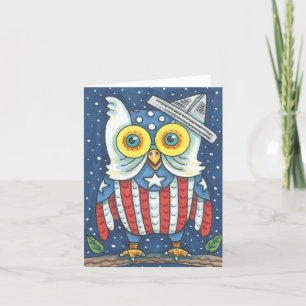 4 JULI AMERICAN OWL NOTE KAART Blanco