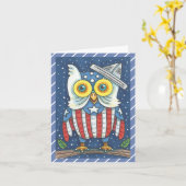 4 JULI AMERICAN OWL NOTE KAART Blanco (Gele Bloem)