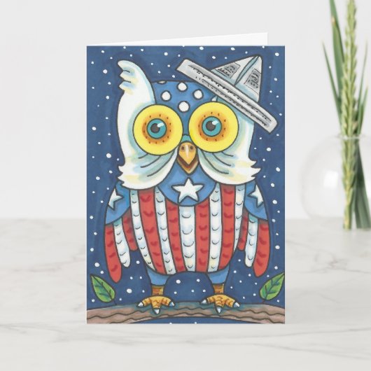 4 JULI AMERICAN OWL WENSKAART Verse Kaart (Voorkant)