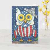 4 JULI AMERICAN OWL WENSKAART Verse Kaart (Gele Bloem)