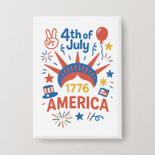 4 juli Amerika 1776 Standbeeld van de Vrijheid Button