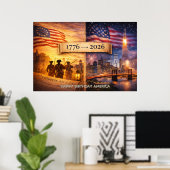 4 juli Amerika 1776 tot 2026 VS 250ste Feest Poster (Thuiskantoor)