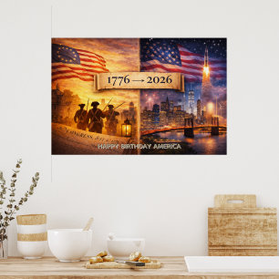 4 juli Amerika 1776 tot 2026 VS 250ste Feest Poster