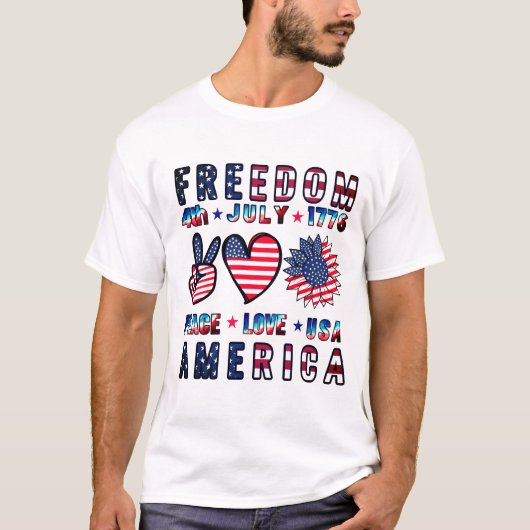 4 juli Amerika EST 1776 T-shirt (Voorkant)