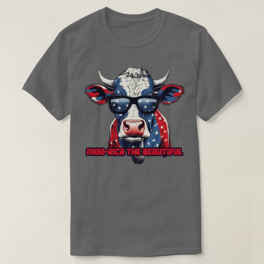 4 juli Amerika Koe USA Vlag Patroon Moorica t T-shirt (Design voorkant)