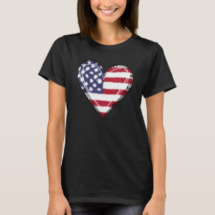 4 juli Amerika Vlag Hart Liefde USA Vlag Patri T-shirt