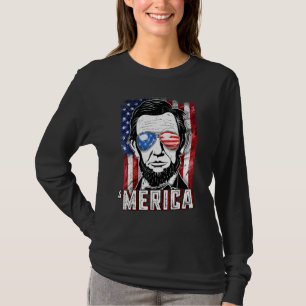 4 juli Amerika Vlag Patriottisch Abraham Linc T-shirt