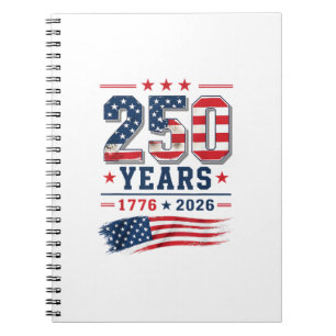4 juli Amerika VS Vlag Patriottisch 250e Verjaarda Notitieboek