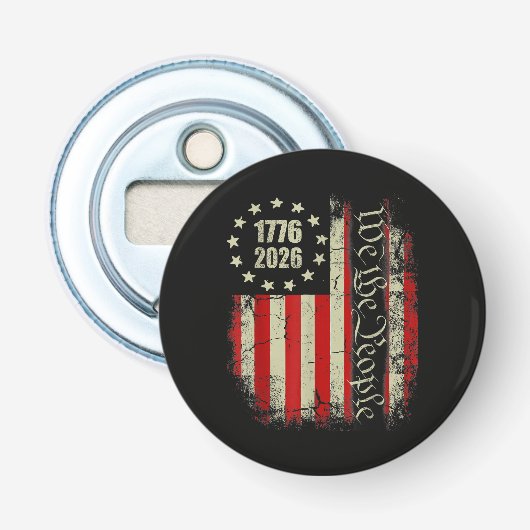 4 juli Amerika VS-vlag Patriottisch  Button Flesopener (Voorkant)
