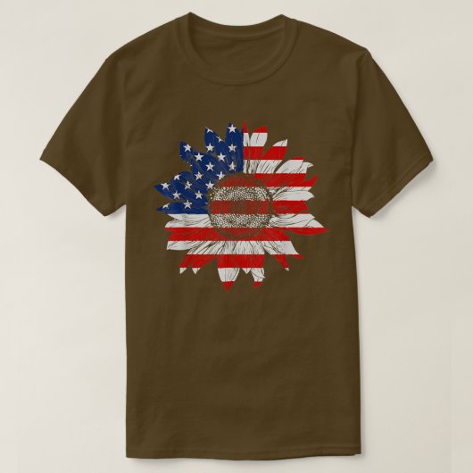 4 juli Amerika Zonnebloem US Patriottic America T-shirt (Design voorkant)