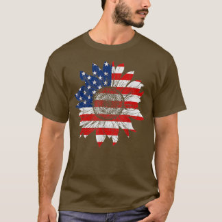 4 juli Amerika Zonnebloem US Patriottic America T-shirt