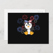 4 juli Amerikaans Penguin Kinder Amerikaanse vuurw Briefkaart (Voorkant / Achterkant)
