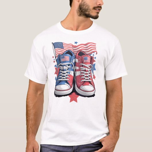 4 juli Amerikaans Sneakers design T-shirt (Voorkant)