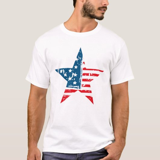 4 juli Amerikaans Vlag Grunge Tshirt (Voorkant)
