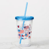 4 juli Amerikaans Vlag Vuurwerk Vlag van het Vlag  Acryl Drinkbeker (Achterkant)