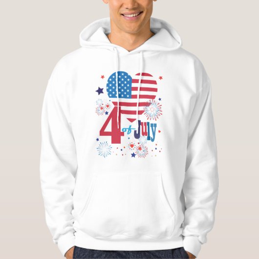 4 juli Amerikaans Vlag Vuurwerk Vlag van het Vlag  Hoodie (Voorkant)