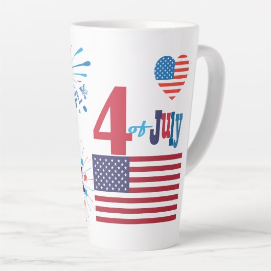 4 juli Amerikaans Vlag Vuurwerk Vlag van het Vlag Latte Mok (Rechterhoek)