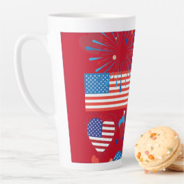 4 juli Amerikaans Vlag Vuurwerk Vlag van het Vlag  Latte Mok