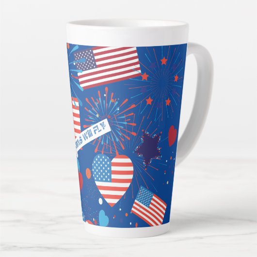 4 juli Amerikaans Vlag Vuurwerk Vlag van het Vlag  Latte Mok (Rechterhoek)