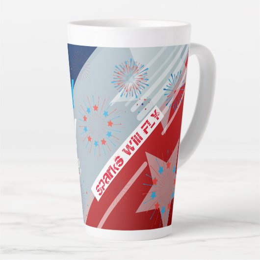 4 juli Amerikaans Vlag Vuurwerk Vlag van het Vlag Latte Mok (Rechterhoek)