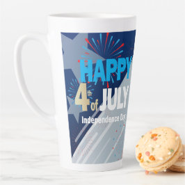 4 juli Amerikaans Vlag Vuurwerk Vlag van het Vlag  Latte Mok