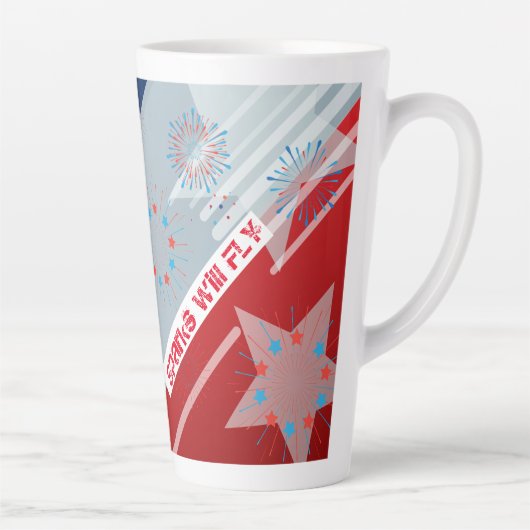 4 juli Amerikaans Vlag Vuurwerk Vlag van het Vlag  Latte Mok (Rechts)