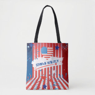 4 juli Amerikaans Vlag Vuurwerk Vlag van het Vlag  Tote Bag