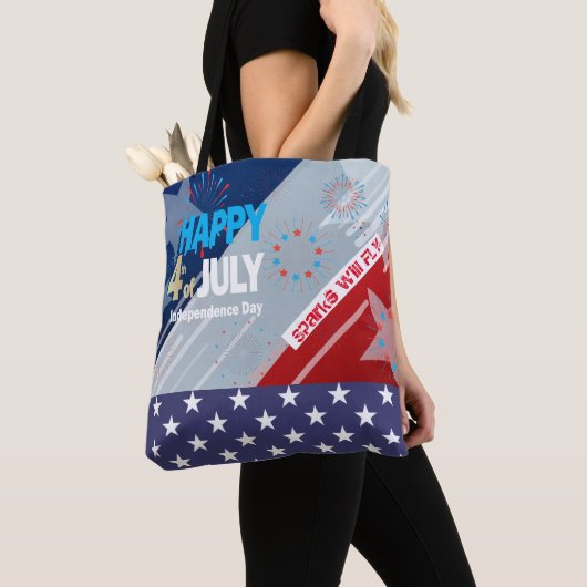 4 juli Amerikaans Vlag Vuurwerk Vlag van het Vlag  Tote Bag (Dichtbij)