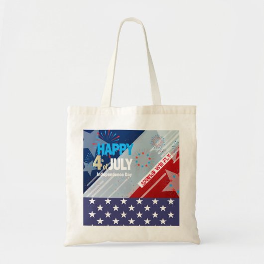 4 juli Amerikaans Vlag Vuurwerk Vlag van het Vlag  Tote Bag (Voorkant)