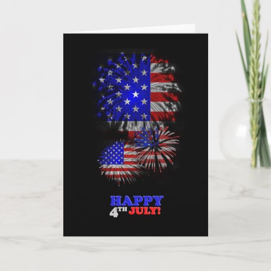 4 juli Amerikaans Vlag Vuurwerk Wenskaart Kaart (Voorkant)