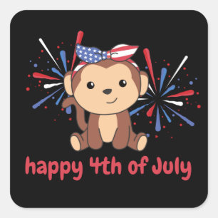 4 juli Amerikaanse aap voor kinderen in het Amerik Vierkante Sticker