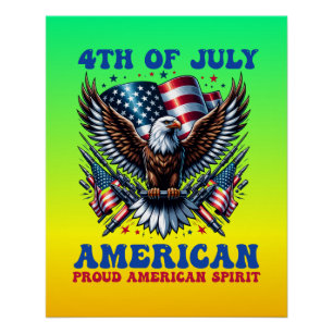 4 juli Amerikaanse Adelaar Sublimatie-61001 Perfect Poster