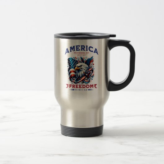 4 juli Amerikaanse Adelaar Sublimatie-61901 Reisbeker (Rechts)