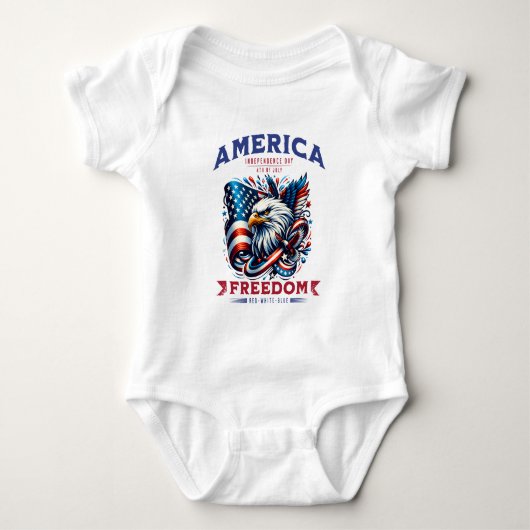 4 juli Amerikaanse Adelaar Sublimatie-61901 Romper (Voorkant)