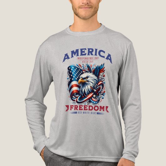 4 juli Amerikaanse Adelaar Sublimatie-61901 Tri-Blend Shirt (Voorkant volledig)