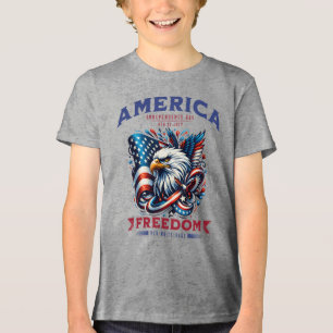4 juli Amerikaanse Adelaar Sublimatie-61901 Tri-Blend Shirt