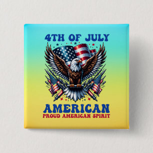 4 juli Amerikaanse Adelaar Sublimatie-61902 Vierkante Button 5,1 Cm