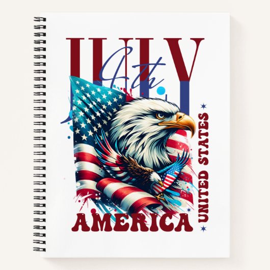 4 juli Amerikaanse Adelaar Sublimatie-61904 Notitieboek (Voorkant)