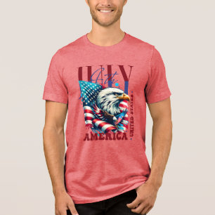 4 juli Amerikaanse Adelaar Sublimatie-61904 Tri-Blend Shirt