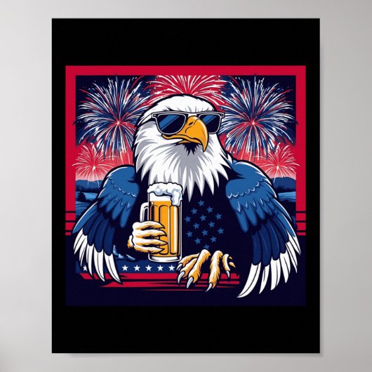 4 juli Amerikaanse Bald Eagle Poster (Voorkant)