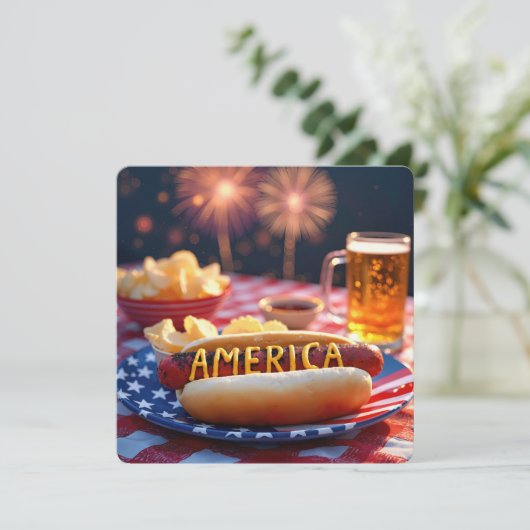 4 juli Amerikaanse barbecue Kaart (Staand voorkant)