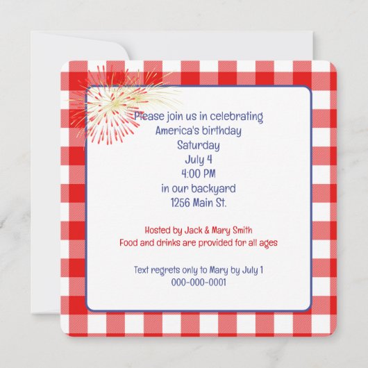 4 juli Amerikaanse barbecue Kaart (Achterkant)