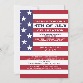 4 juli Amerikaanse BBQ Cookout Familie Zwembad Par Kaart