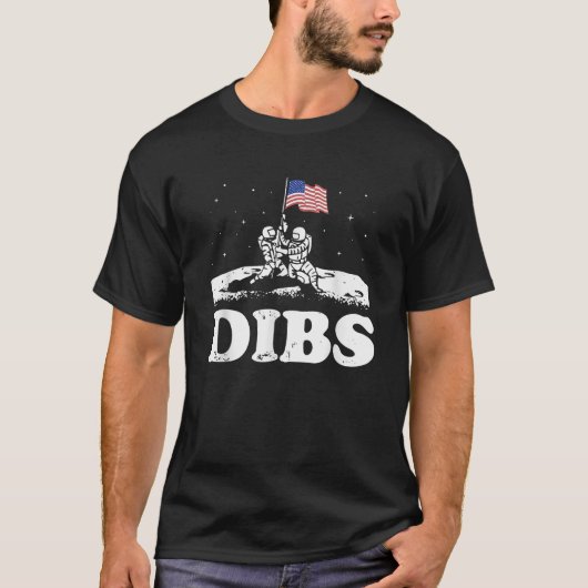4 juli Amerikaanse dibs op de maan T-shirt (Voorkant)