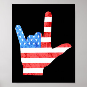 4 juli Amerikaanse Gebarentalen Doof Bewustzijn Poster