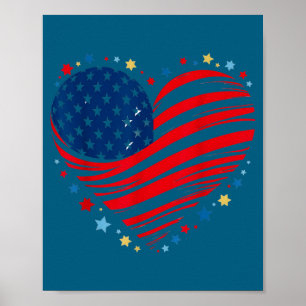 4 juli amerikaanse hart onafhankelijkheidsdag poster
